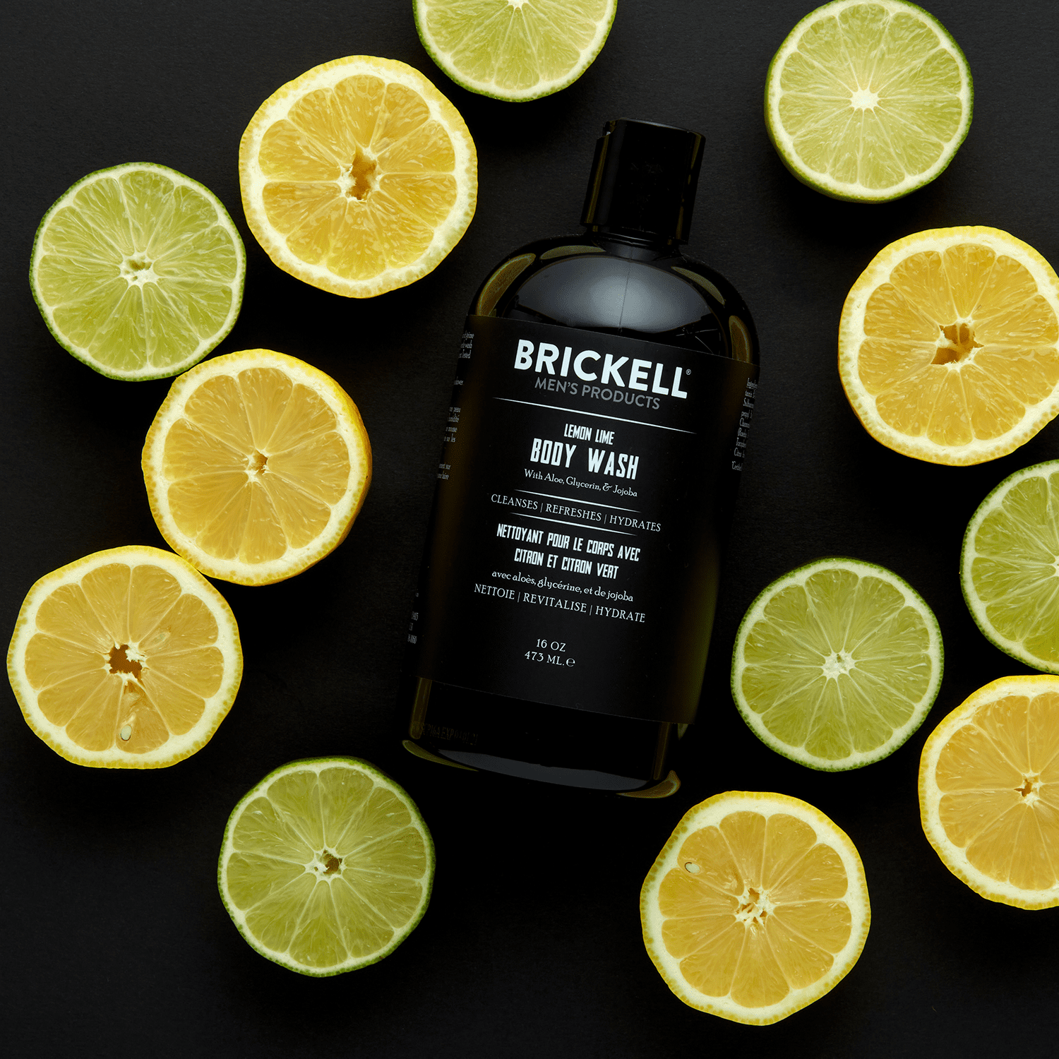 Brickell Men's Invigorating Body Wash, Natural & Organic Ingredients, Deep Cleaning Citrus Shower Gel with Aloe, Glycerin & Jojoba Oil, Lemon Lime Scent, 16 oz
