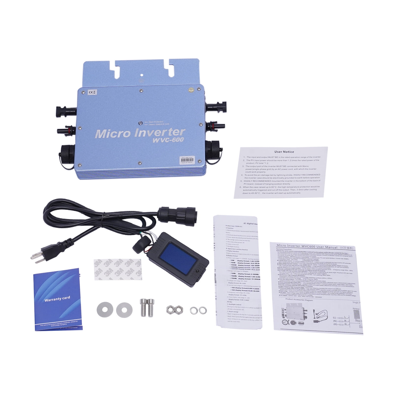 110V Solar Micro Inverter 600W Grid Tie MPPT Pure Sine Wave DC to AC Waterproof for Various Household Appliances