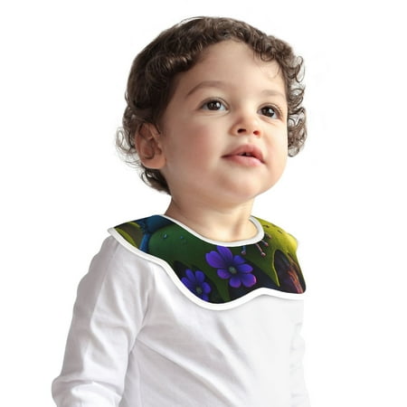 

Bingfone Cute Blue Frog Soft Bibs for Baby Boy Girl 360 Rotate Petal Absorbent Bibs Washable for Drooling Teething