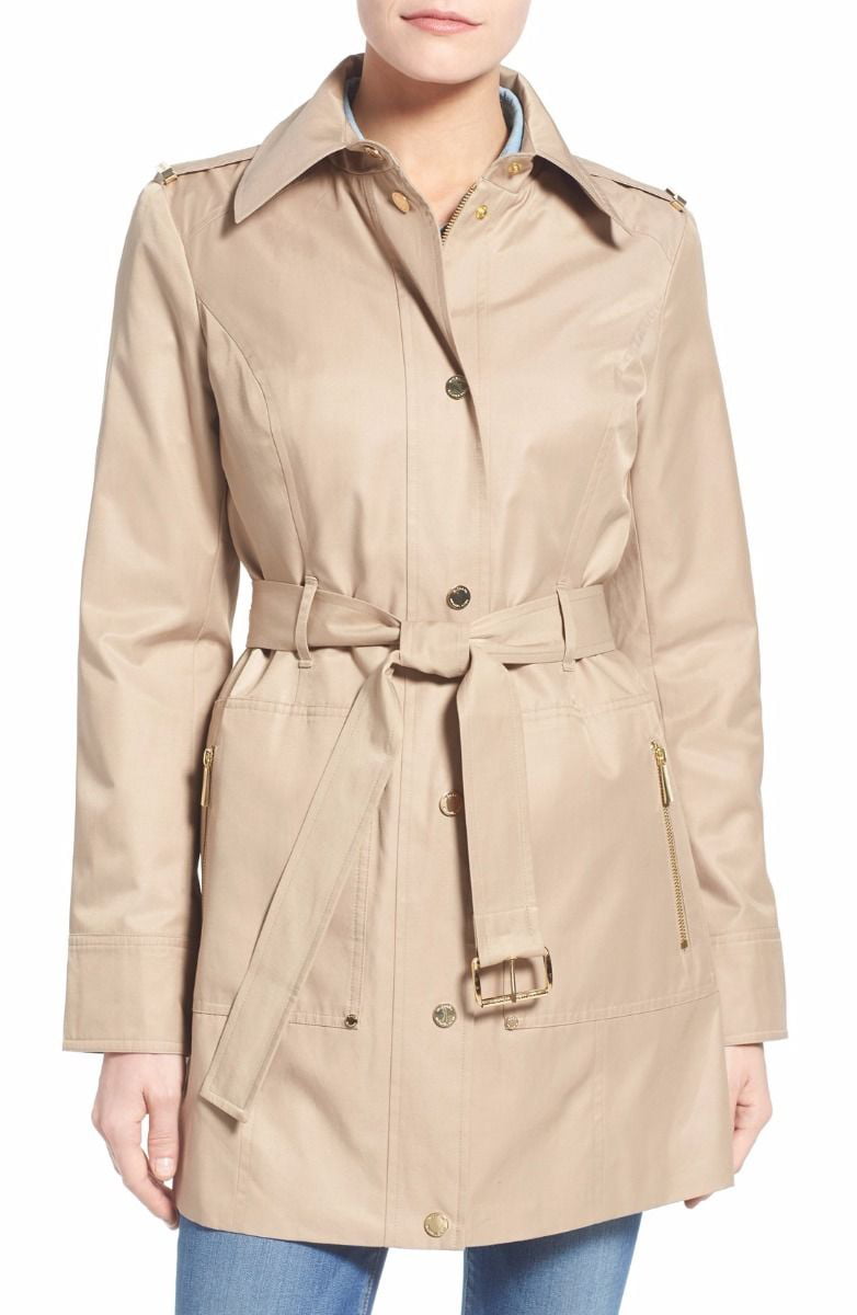 MIchael Kors Khaki Belted Trench Coat With Snaps (M) - Walmart.com