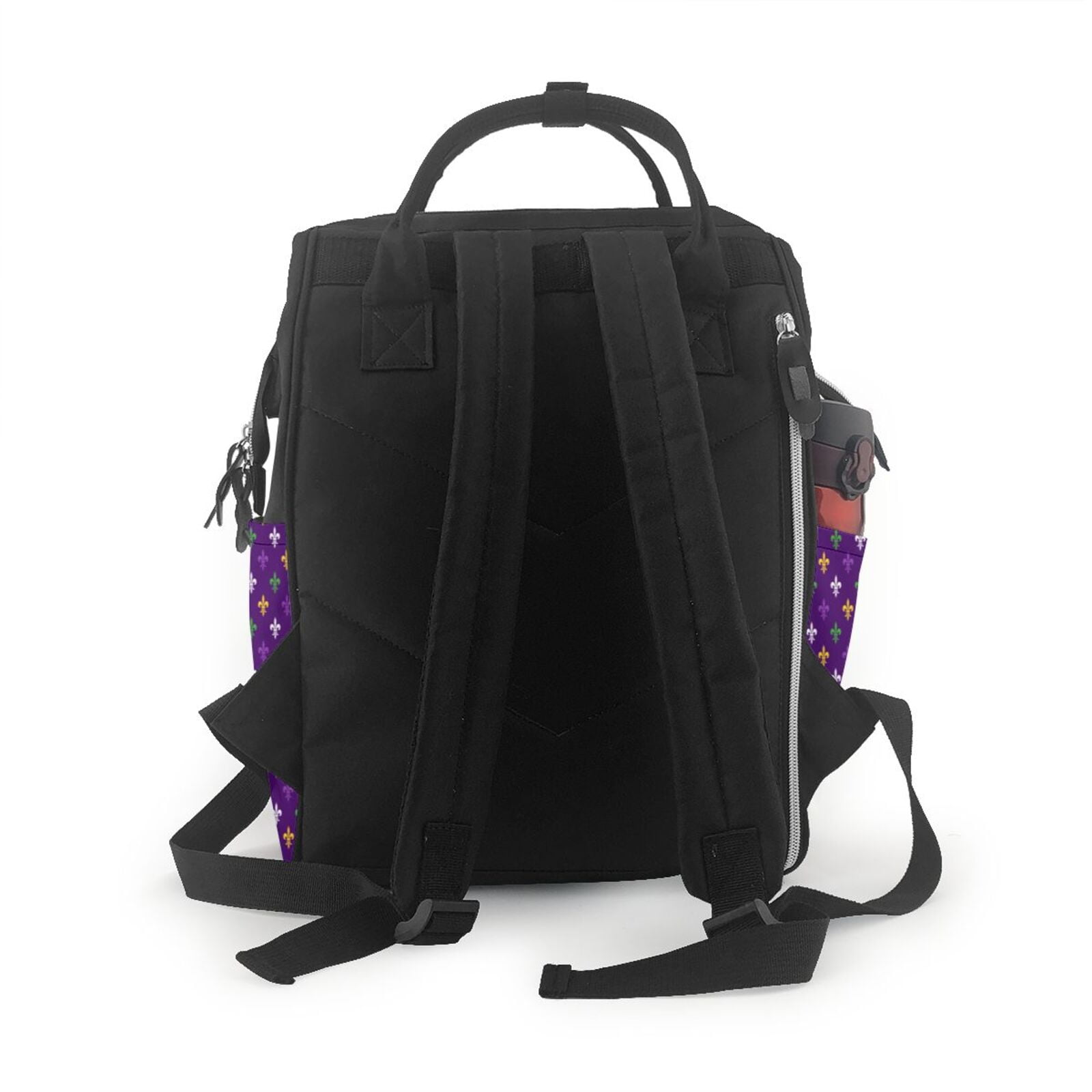 Fuzoiu Purple Mardi Gras Print Diaper Bag Backpack,Baby Essentials Travel Tote,Multi function Waterproof Diaper Bag, Travel Essentials Baby Bag - Unisex