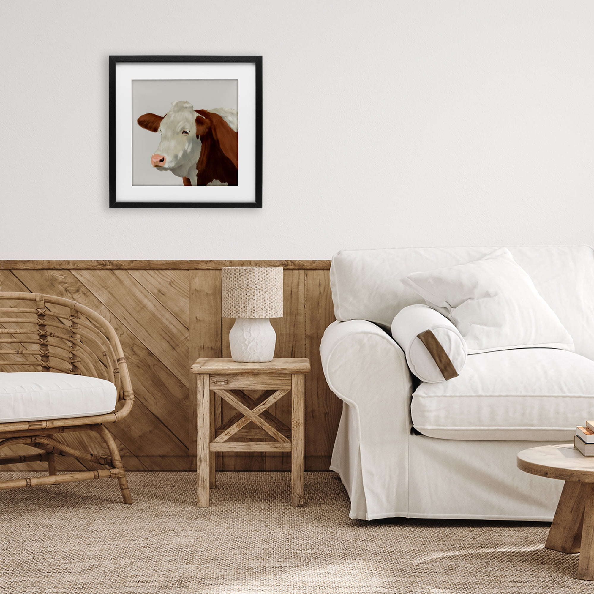 Stupell Industries Farm Friend Cow Portrait Black Framed Print Under Glass, design by Marcus Prime