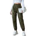 thumbnail image 1 of Joggers para mujer, puños en el tobillo, bolsillo cargo, elásticos, Color puro, cintura alta, pantalones de chándal para fiesta, deportes, oficina, 1 of 6