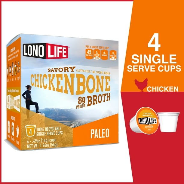 LonoLife Chicken Bone Broth Powder with 8g Protein, Paleo and Keto