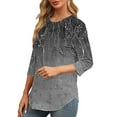 thumbnail image 7 of SOOMLON 3/4 Sleeve Shirts for Women Petite Tunic Cotton Tops Casual Round Neck Shirts Cute Daisy Graphic T Shirts 2025 Trendy Spring Summer Ladies Tops Loose Fit Boho Basic Outfits Pullover Gray S, 7 of 7