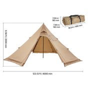 KFFKFF Portable 4-Person Hot Tent with Stove Jack, Durable Shelter for All-Season Camping, Lightweight Tipi Design for Hiking, Fishing, Backpacking, Medium Size