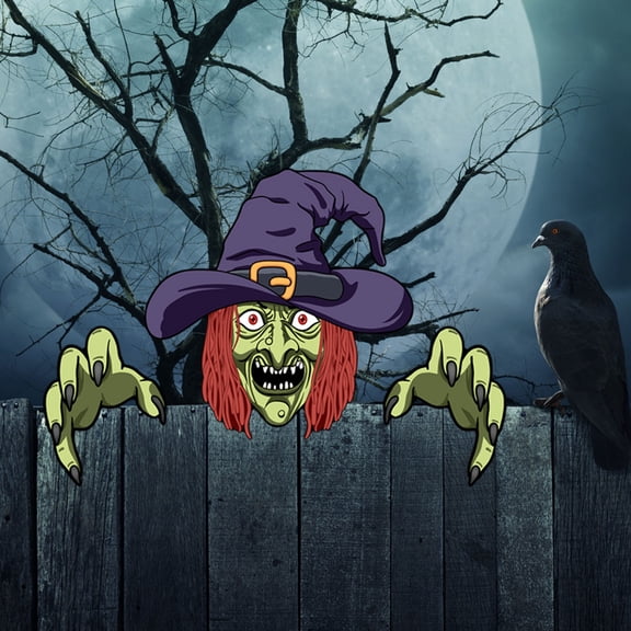 Vestitly Halloween Garden Fence Scary Peeper Decoration