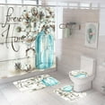 thumbnail image 4 of Shower Curtain,Farmhouse Bathroom Sets With Shower Curtain And Rugs Cotton With Sweet Home Art Sign Curtain 4 Piece Fabric Cloth Bathroom Decor Set With Hooks Teal, 4 of 4