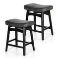 thumbnail image 6 of Summit Living 24 inch Wooden Saddle Counter Stool Set of 2 for Kitchen, Faux Leather Backless Bar Stool, Black, 6 of 9