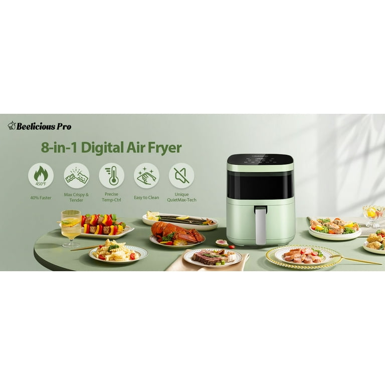 Air Fryer,Beelicious® 8-in-1 Smart Compact 4QT Air Fryers,with Viewing  Window,Shake Reminder,450°F Digital Airfryer with Flavor-Lock