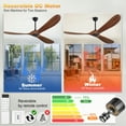 thumbnail image 5 of BOFANG 72 inch Solid Wood Ceiling Fan No Light, Indoor Outdoor Matte Black+Natural, 5 of 6