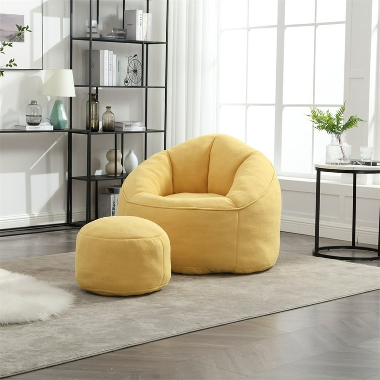 Bean Bag Chair with Footrest High Density Foam Filling Bean Bag Sofa Chairs With Foot Stool Modern Accent Sofa Chair with Ottoman Lazy Sofa Chairs for Living Room Bedroom Apartment Walmart