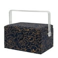thumbnail image 5 of SINGER Large Premium Tackle Basket Gold Foil Floral Print with Notions Sewing Kit and Matching Pin Cushion, 5 of 6