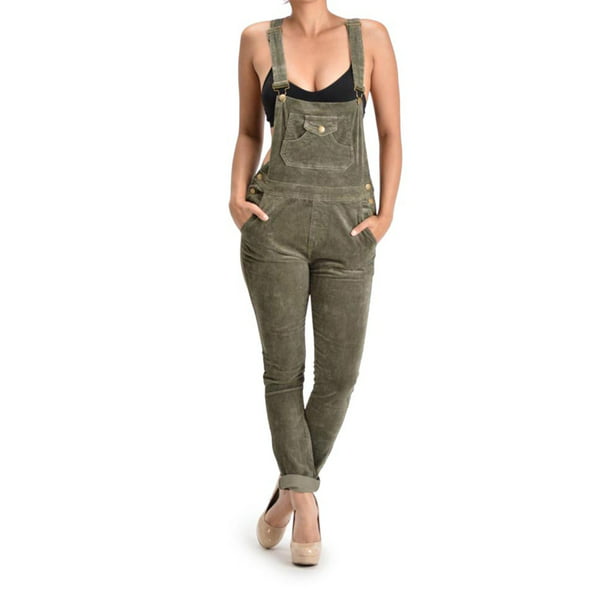G-Style USA Women's Cotton Corduroy Overalls RJHO446 - Olive - X-Large -  