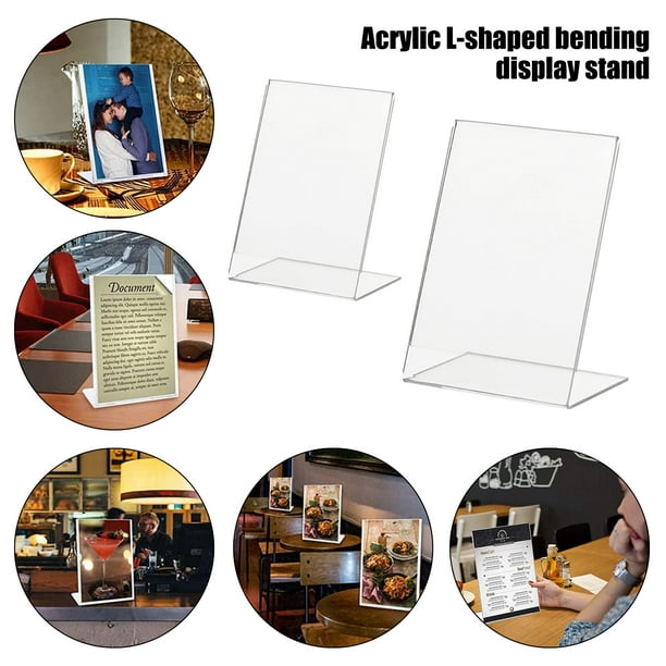 Slant Back Acrylic Sign Holder 5x7 - Clear Picture Frame Stand, 5