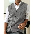 thumbnail image 3 of Gilet pour Homme Sans Manches à Col en V en Tricot Torsadé, 3 of 7