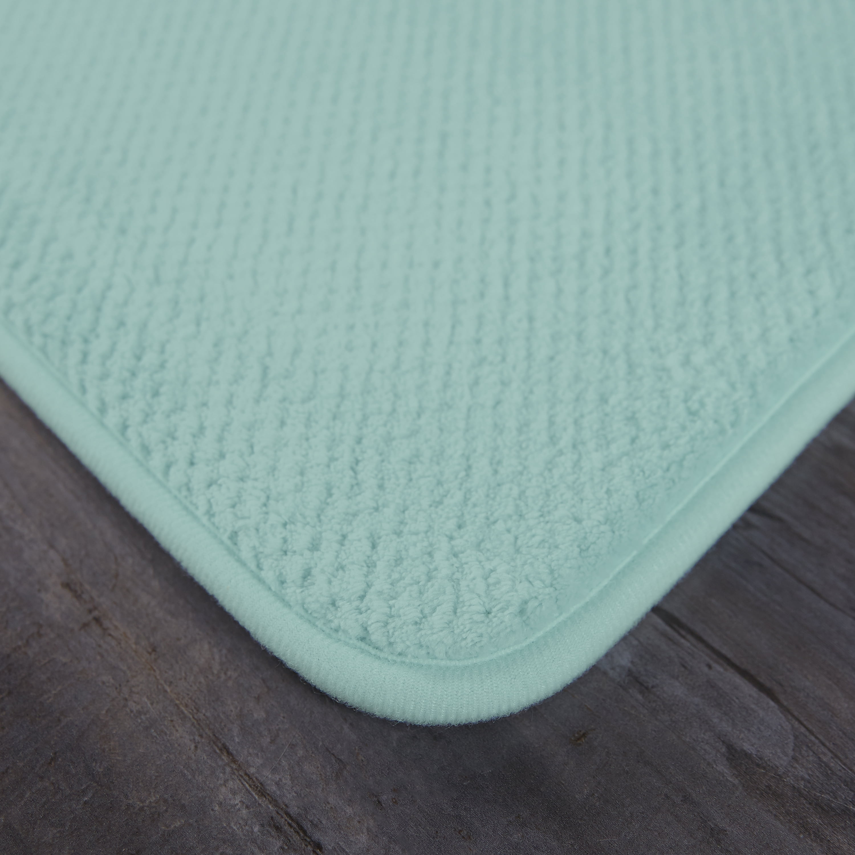 Mainstays Aqua Microfiber Bath Rug, 17" x 23.5", Non-Slip (2-Piece)