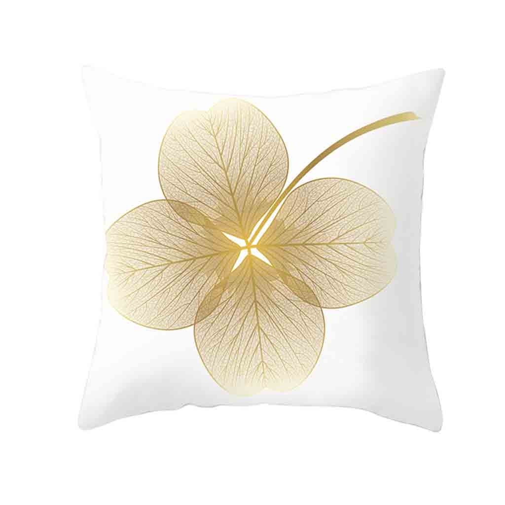 Home Gold Polyester Printed Pillow Sofa Cushion Cover Cover Plant Decor Case