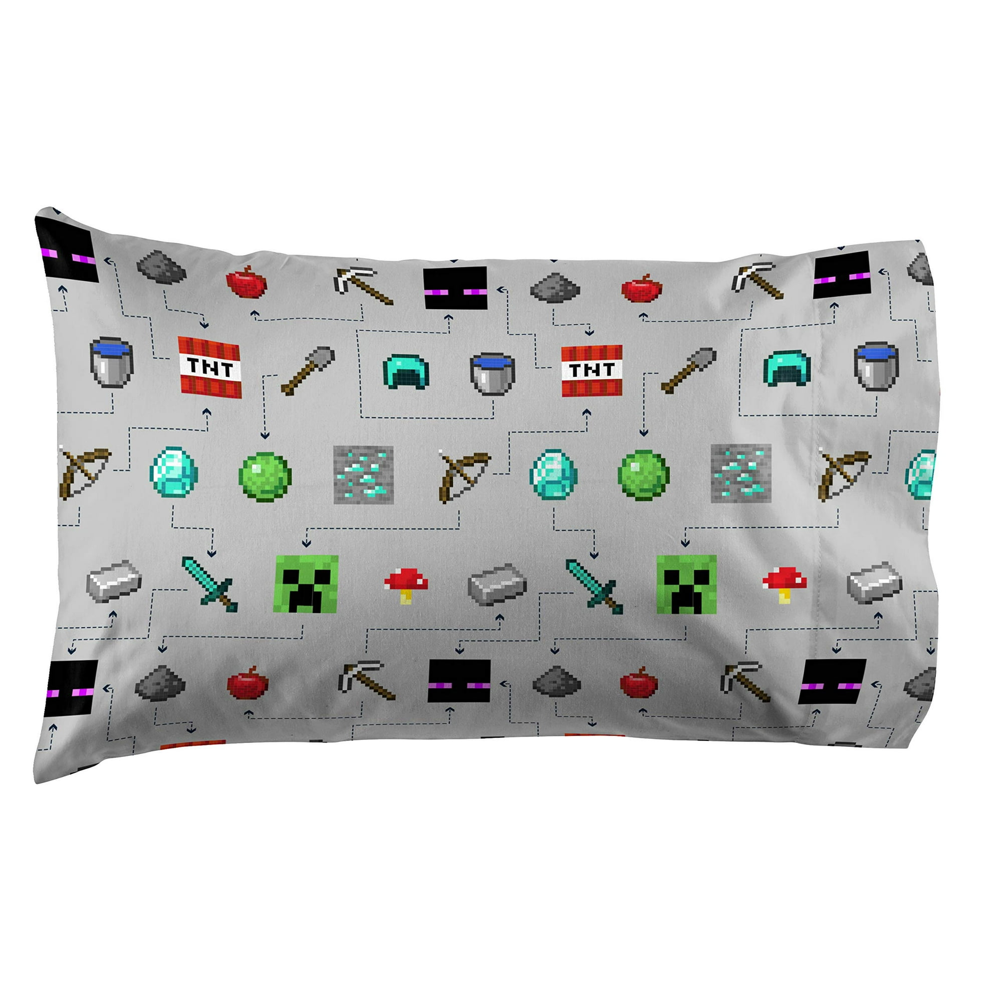 Minecraft Monster Hunters Twin Sheet Set 3 Piece Set Super Soft and Cozy Kida s Bedding Features Creepers Fade Resistant Microfiber Sheets Official Minecraft Product Walmart