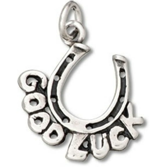 Sterling Silver 16" .8mm Box Chain GOOD LUCK Horseshoe Pendant Necklace