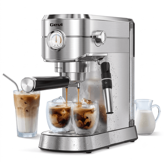 Gevi 20 Bar Espresso Machine with Automatic Milk Frother, Compact Stainless Steel Cappuccino and Latte Maker