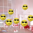thumbnail image 2 of PMU 3 Pcs Emoji Too Cool Sunglasses Smiley Face Balloon 9 Inch Pre-Inflated with Stick and Fringe Ribbons Funny Balloons Party Birthday Decorations (Sunglasses), 2 of 6