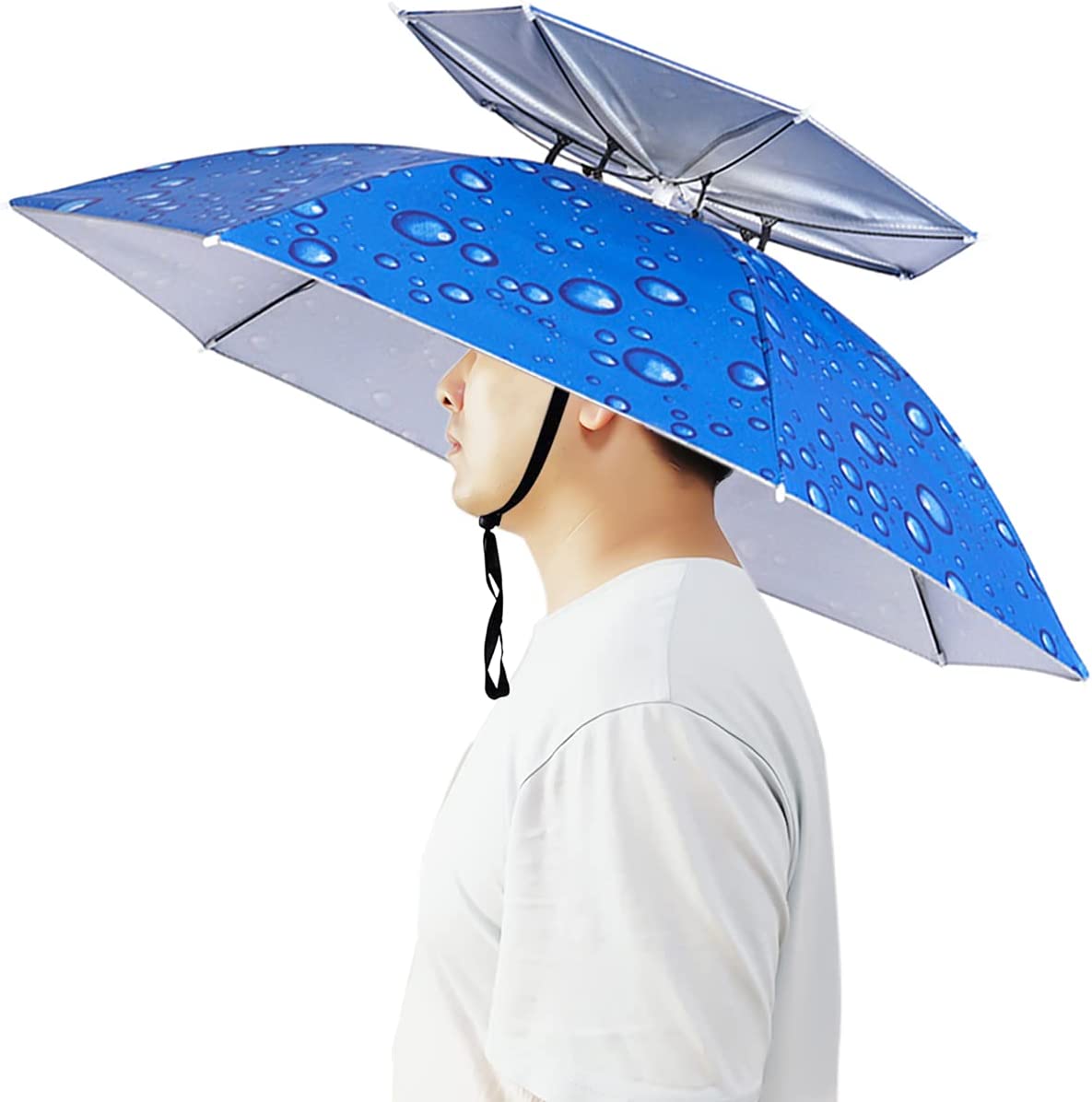Umbrella Hat 37 inch Fishing Umbrella Hat Hands Free Foldable UV
