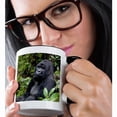 thumbnail image 2 of 3drose, Rwanda, Volcanoes Np. Silverback Mountain Gorilla Sitting in Forest., 11oz Two-tone Black Mug, 2 of 6
