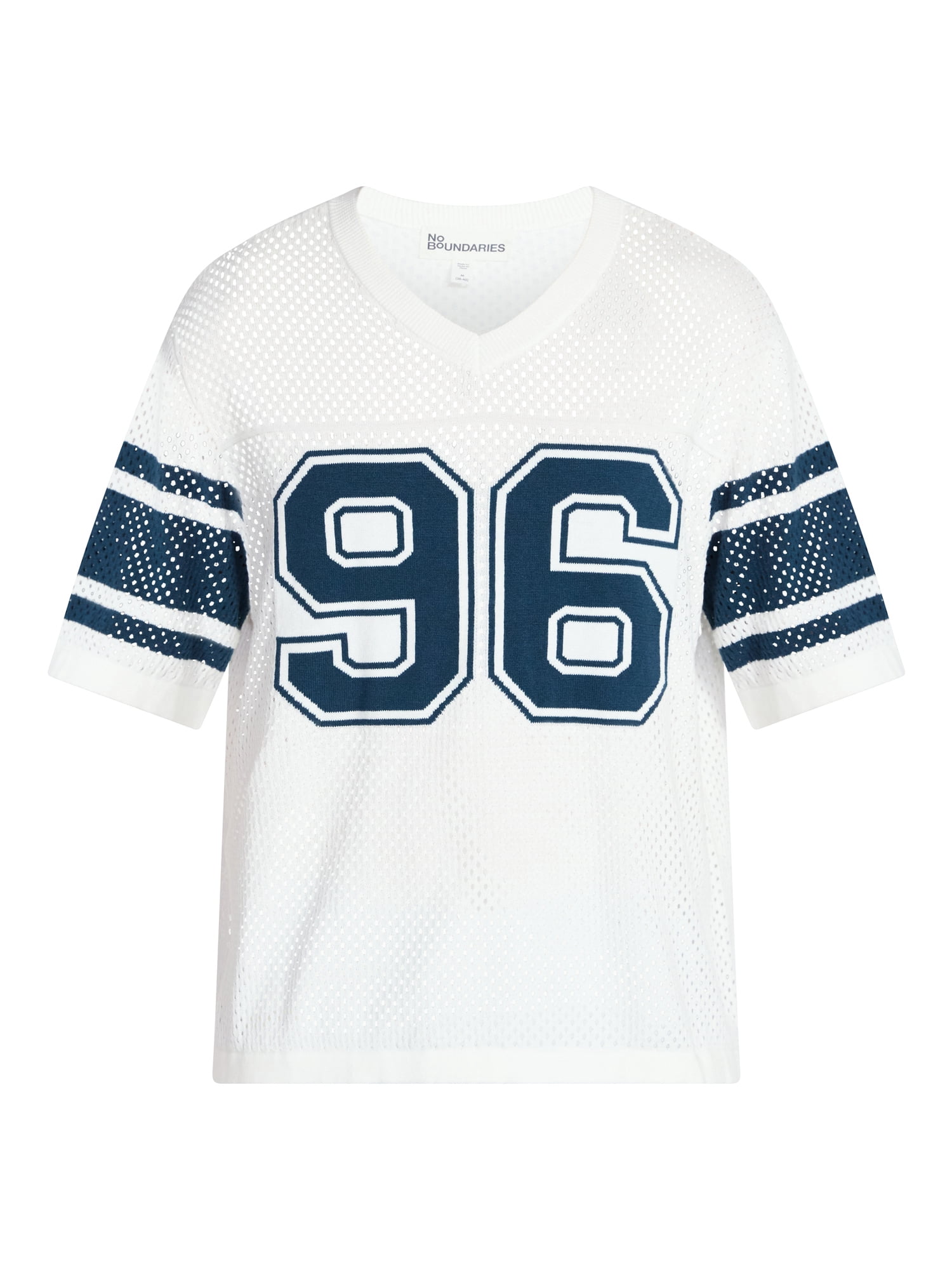 No Boundaries Mesh Sweater Knit Football Jersey Inspired Shirt with Short Sleeves, Men's XS-3XL