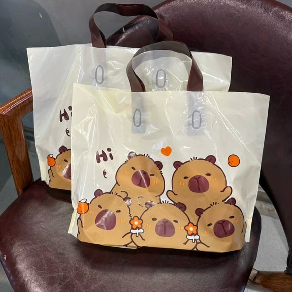 50 Pack Premium Plastic Shopping Bags with Adorable Animal Patterns - Sturdy 11.81x7.87x3.15 in Totes for Event Decor & Gifts