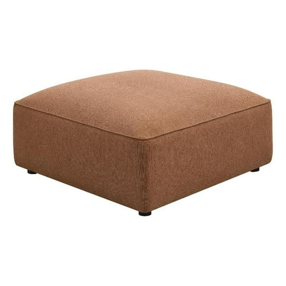 Maklaine Fabric Terracotta Ottoman Square 38.5" Unassembled