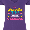 thumbnail image 4 of Inktastic My Favorite People Call Me Grandma with Flowers Women's V-Neck T-Shirt, 4 of 5