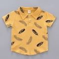 thumbnail image 4 of Ketyyh-chn99 Boys Short Sets Outfits Cotton Casual Crewneck Short Tee Shirt Plaid Shorts Beach Clothes Sets for 12-18 Months,Yellow, 4 of 5