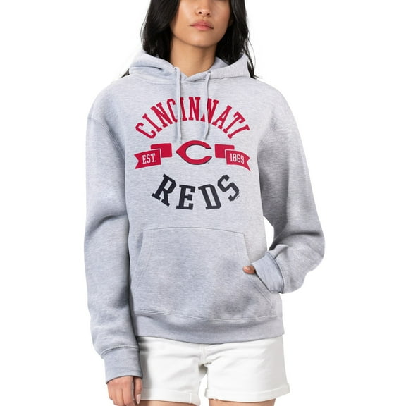 Women's G-III 4Her by Carl Banks Heather Gray Cincinnati Reds City Graphic Pullover Hoodie