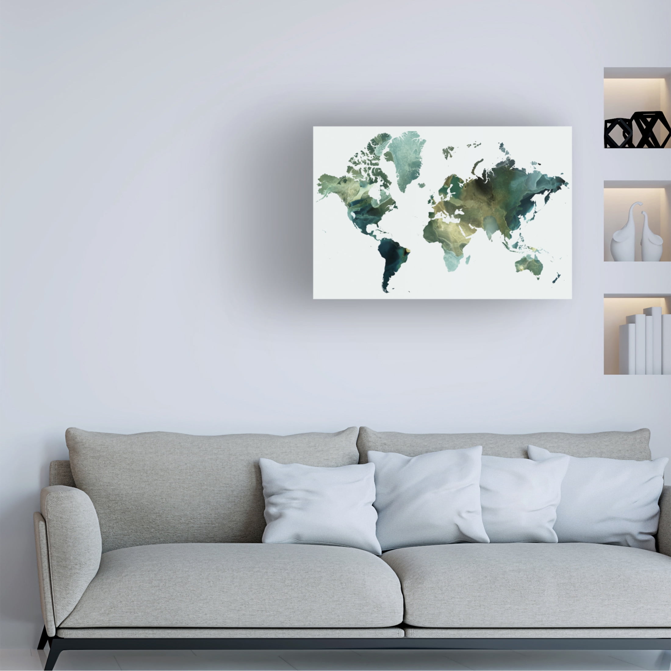 Canvas Wall Art - Grace Popp 'Aurora World Map' Wall Art for Living Room, Bedroom, or Office Décor by Trademark Fine Art - 47 x 30 Inches