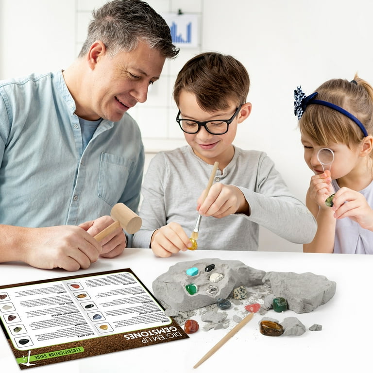 LotFancy Gemstone Dig Kit, 20 Gems, Science Kit for Kids 8+