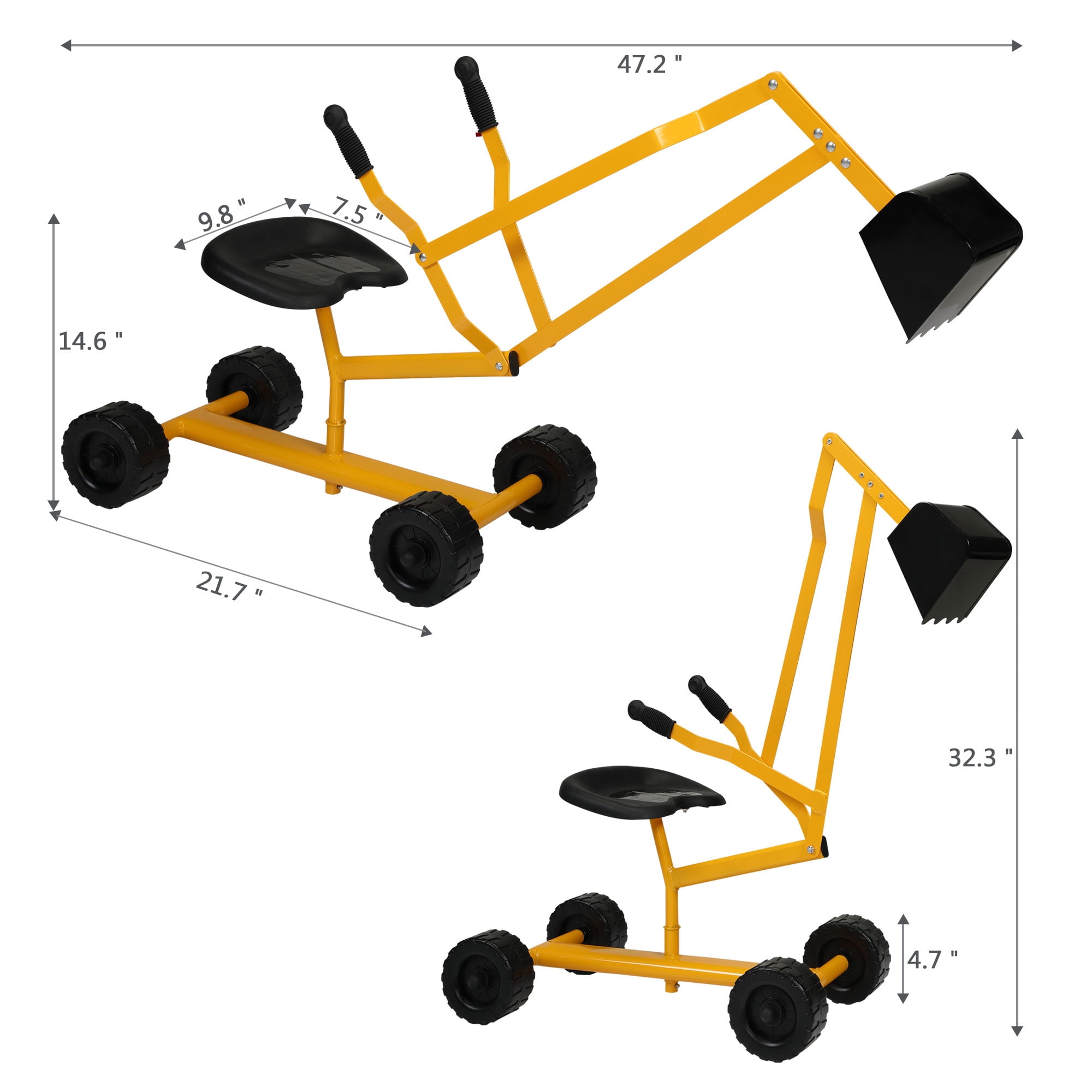 Kepooman Kids Ride on Excavator, Small Wheel Toy Car for Kids with Extendable Shovel, Yellow Kepooman Kids Ride on Excavator, Small Wheel Toy Car for Kids with Extendable Shovel, Yellow