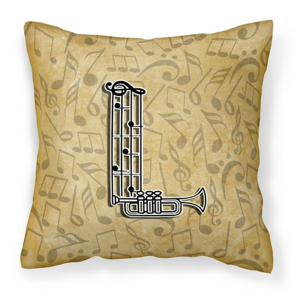 Carolines Treasures CJ2004-LPW1414 Letter L Musical Instrument Alphabet Canvas Fabric Decorative Pillow 14Hx14W