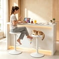 thumbnail image 2 of Single White Bar Stool, Adjustable 360° Swivel Counter Height Bar Stool, Industrial Backless Metal Bar Chair for Kitchen Island with Footrest, 2 of 8