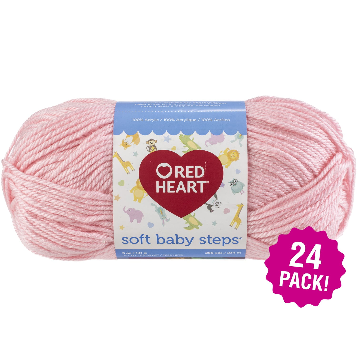 Red Heart Soft Baby Steps Yarn Baby Pink, Multipack of 24