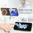 thumbnail image 6 of Dteck Case for Samsung Galaxy Z Flip 7 with Ring Kickstand, Shockproof PC+Leather Case Ring Holder Stand Cover for Galaxy Z Flip 7,Brown, 6 of 9