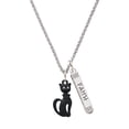 thumbnail image 1 of Delight Jewelry Tall Sitting Matte Black Cat Silvertone Believe Faith Prayer Hope Bar Charm Necklace, 23", 1 of 4