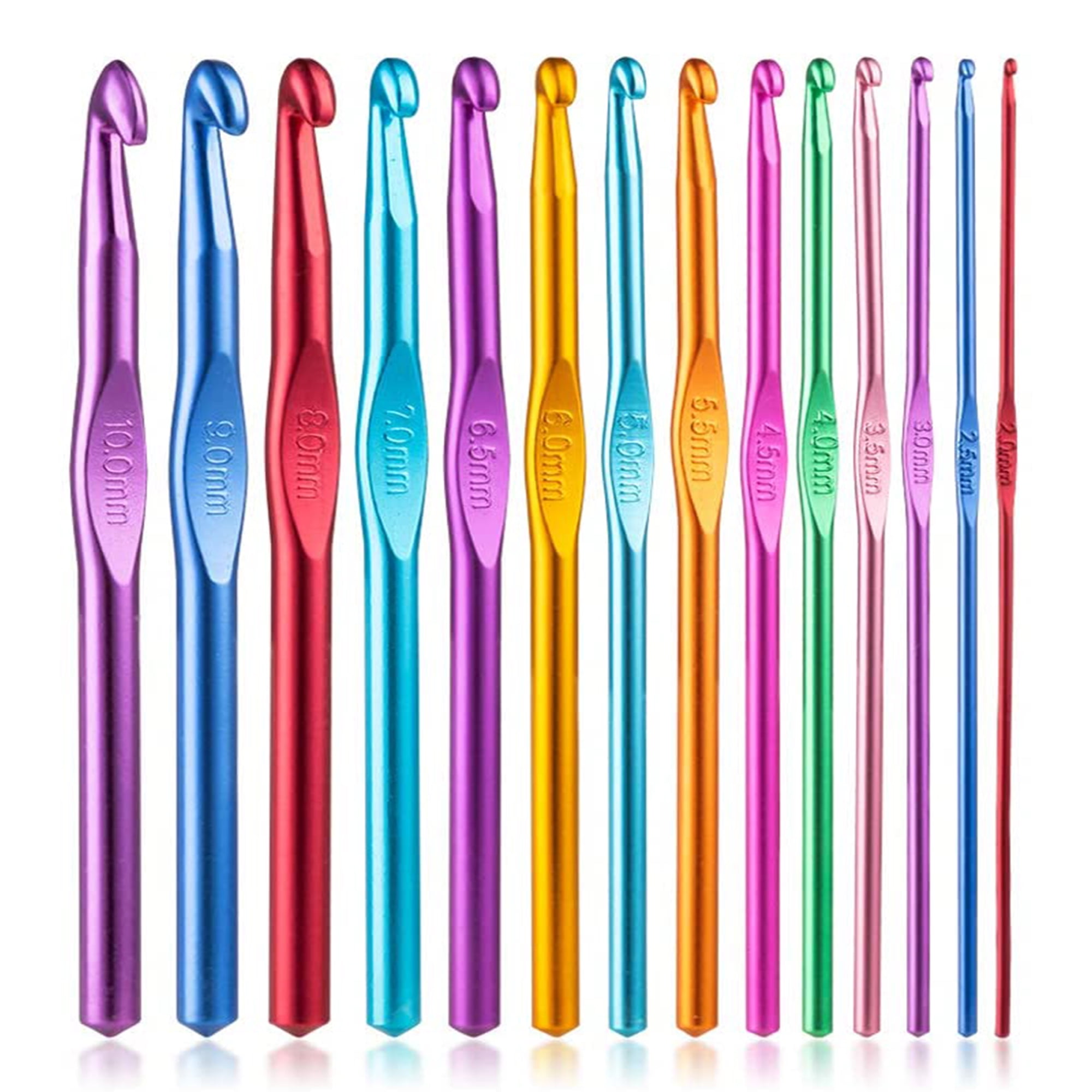 14 pcs Multicolor Aluminum Crochet Hooks Knitting Needles Craft Yarn 2-10mm