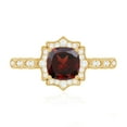 thumbnail image 4 of Rosec Jewels Real Garnet Vintage Inspired Engagement Ring - Cushion Cut Garnet and Diamond Halo Ring - with Jewelry Box, 10K Yellow Gold, US 5.50, 4 of 9