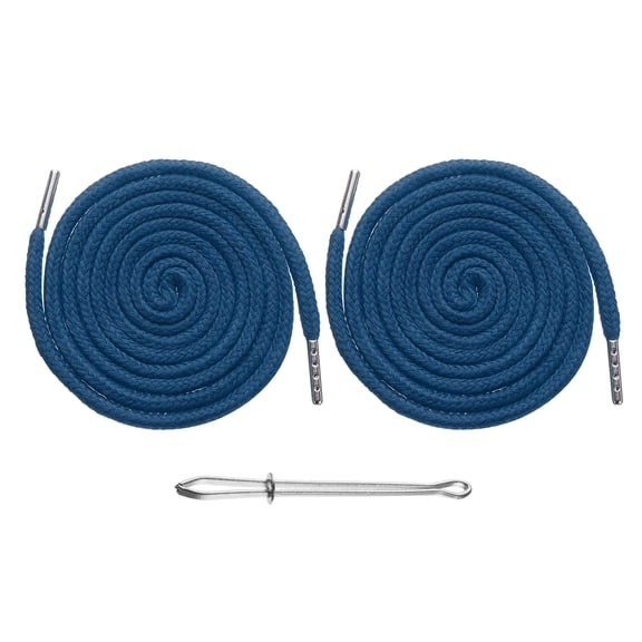 Uxcell 2pcs Drawstring Cords 51" Replacement Drawstring Hoodie String Sewing Tool with Easy Threader for Hoodie Sweatpants Jackets Pants Hats Coats Bags, Dark Blue