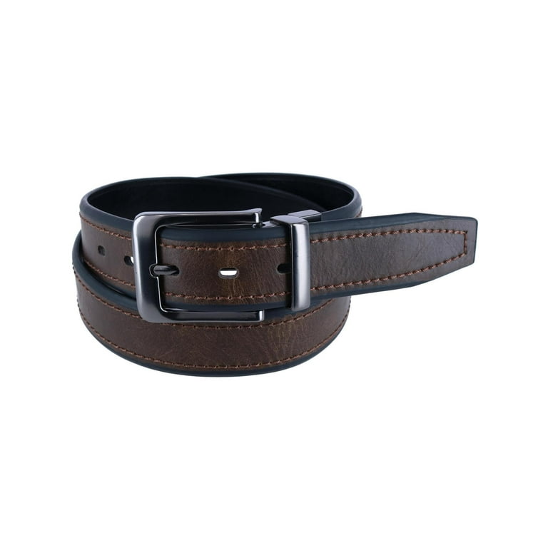 Leather Belt with Matte-Black logo-trim Buckle- Black | Men's Casual Belts Size 36