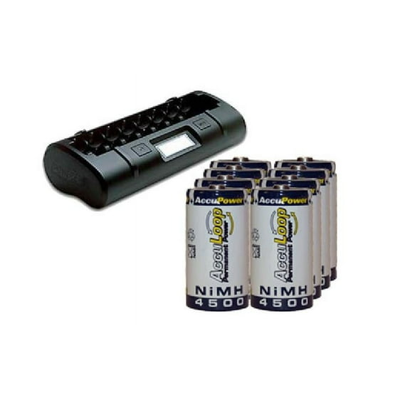8 Bay LCD Maha Powerex Battery Charger 8 C NiMH AccuPower AccuLoop Batteries (4500 mAh)