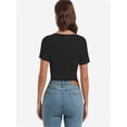 thumbnail image 5 of Womens Summer Short Sleeve T Shirts Knit Slim Fit One Piece Cutout Scoop Neck Going Out Date Night Tops, 5 of 6