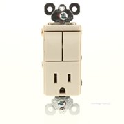 P&S Light Almond Combination Dual Switches 15A Receptacle 5-15R 125V TM8118-LA