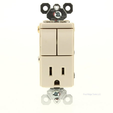 P&S Light Almond Combination Dual Switches 15A Receptacle 5-15R 125V TM8118-LA